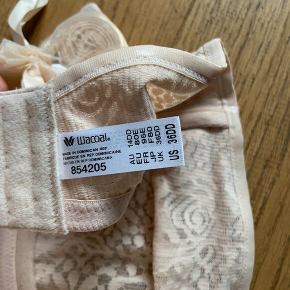 Wacoal Halo Lace Strapless Underwire Bra Nude Sand Size 36DD - Picture 11 of 11